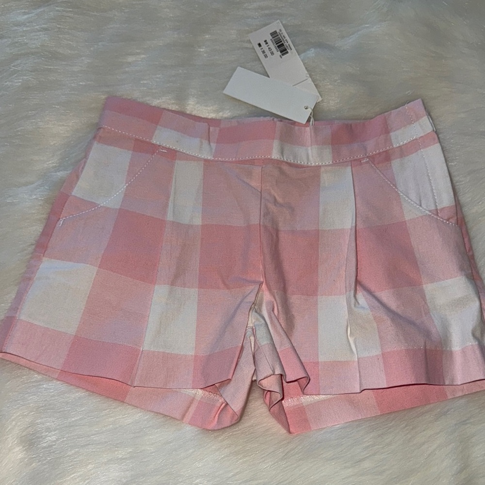 NWT! Janie and Jack Pink and White Plaid girls Shorts size 6